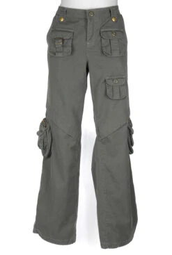 Lässige Vintage Damen Cargohose Oliv-stonewashed