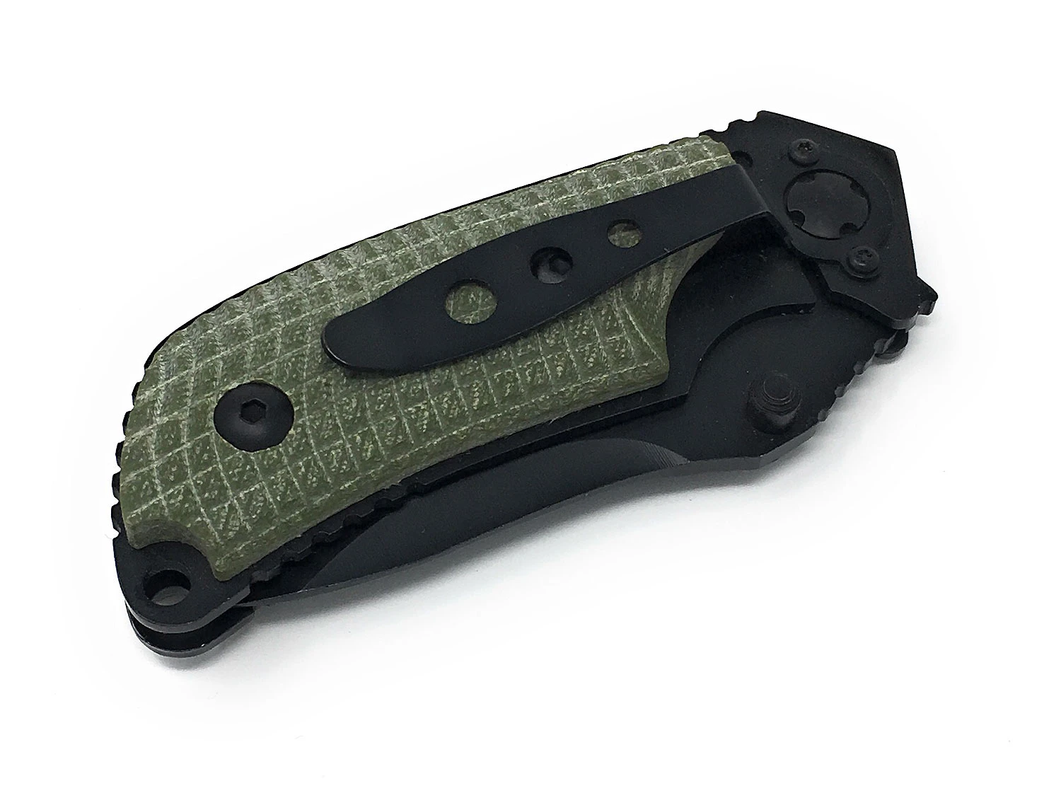 Einhand Klappmesser Schwarz/oliv 5 Einhand Klappmesser Schwarz/oliv – Bild 3