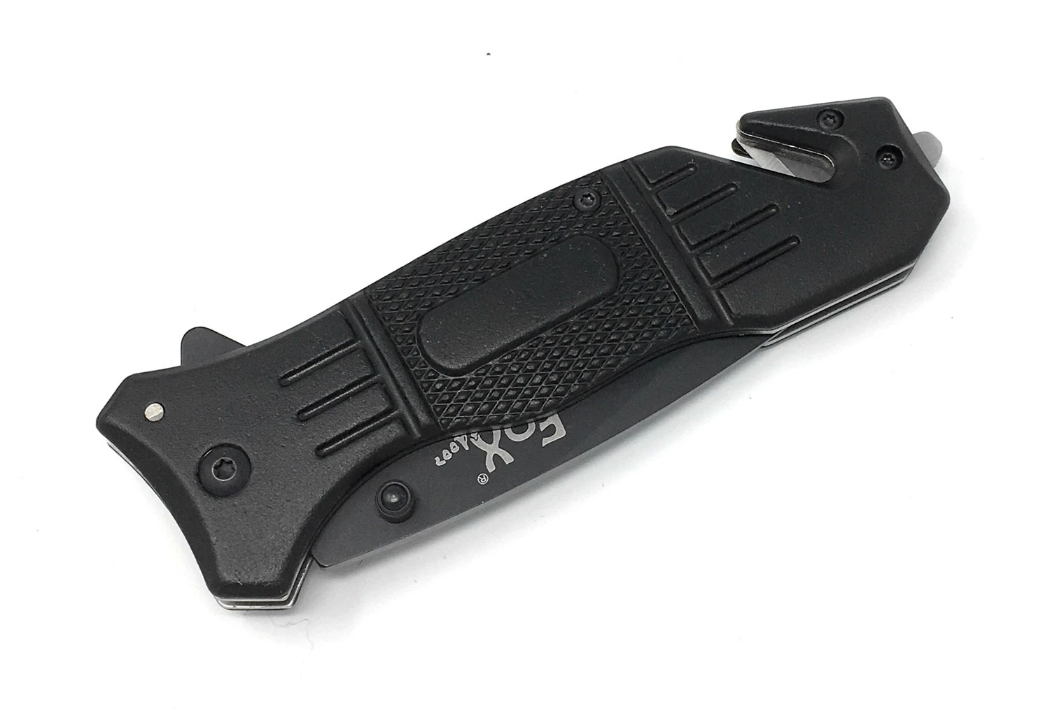 Einhand Messer Mit Gurtschneider Schwarz 4 Einhand Messer Mit Gurtschneider Schwarz – Bild 2